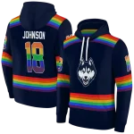 custom uconn huskies rainbow stripes blue hoodie best selling