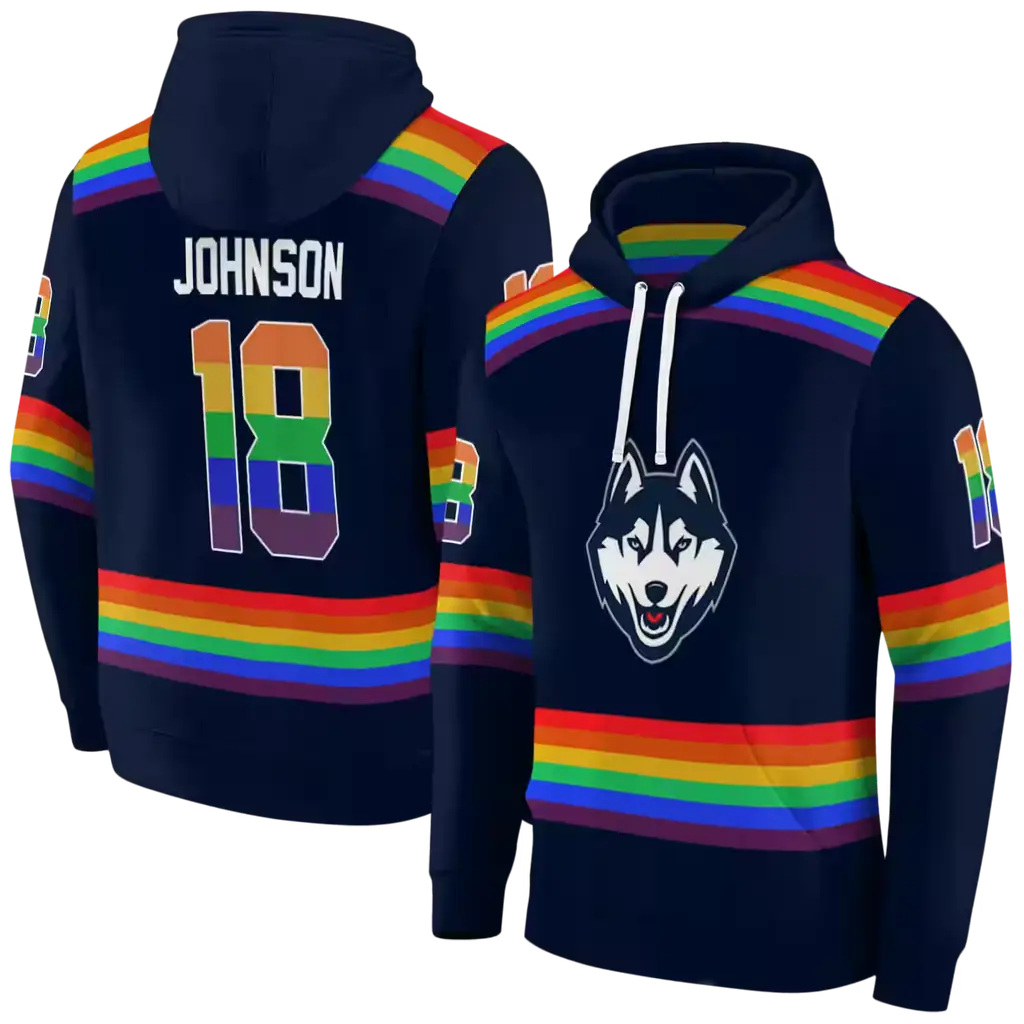 custom uconn huskies rainbow stripes blue hoodie fashion forward custom uconn huskies rainbow stripes blue hoodie fashion forward