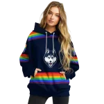 custom uconn huskies rainbow stripes blue hoodie best selling