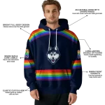 custom uconn huskies rainbow stripes blue hoodie best selling
