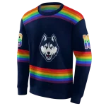 custom uconn huskies rainbow stripes blue hoodie best selling