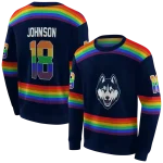 custom uconn huskies rainbow stripes blue hoodie best selling