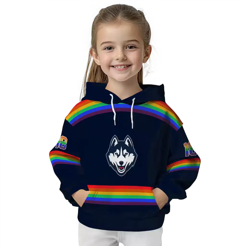 custom uconn huskies rainbow stripes blue hoodie top rated custom uconn huskies rainbow stripes blue hoodie top rated