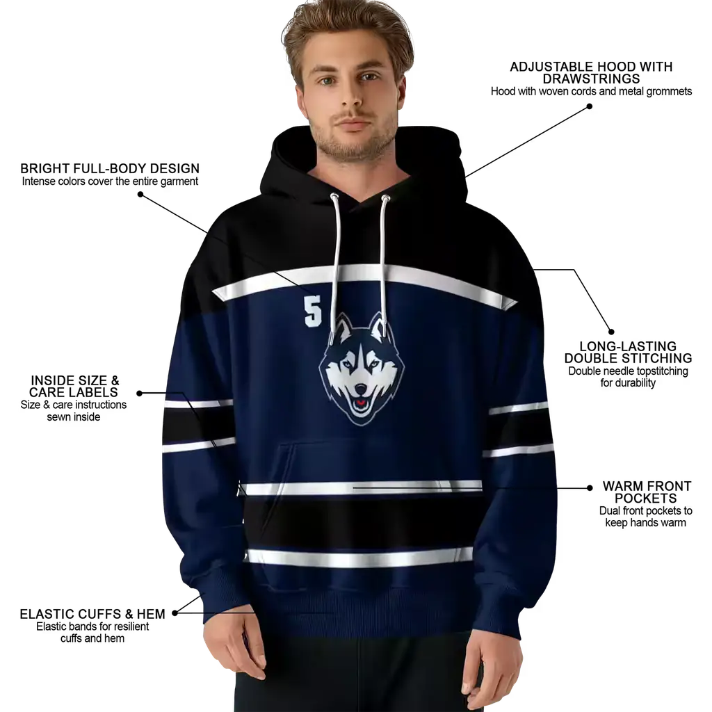 custom uconn huskies striped pattern blue hoodie latest model custom uconn huskies striped pattern blue hoodie latest model