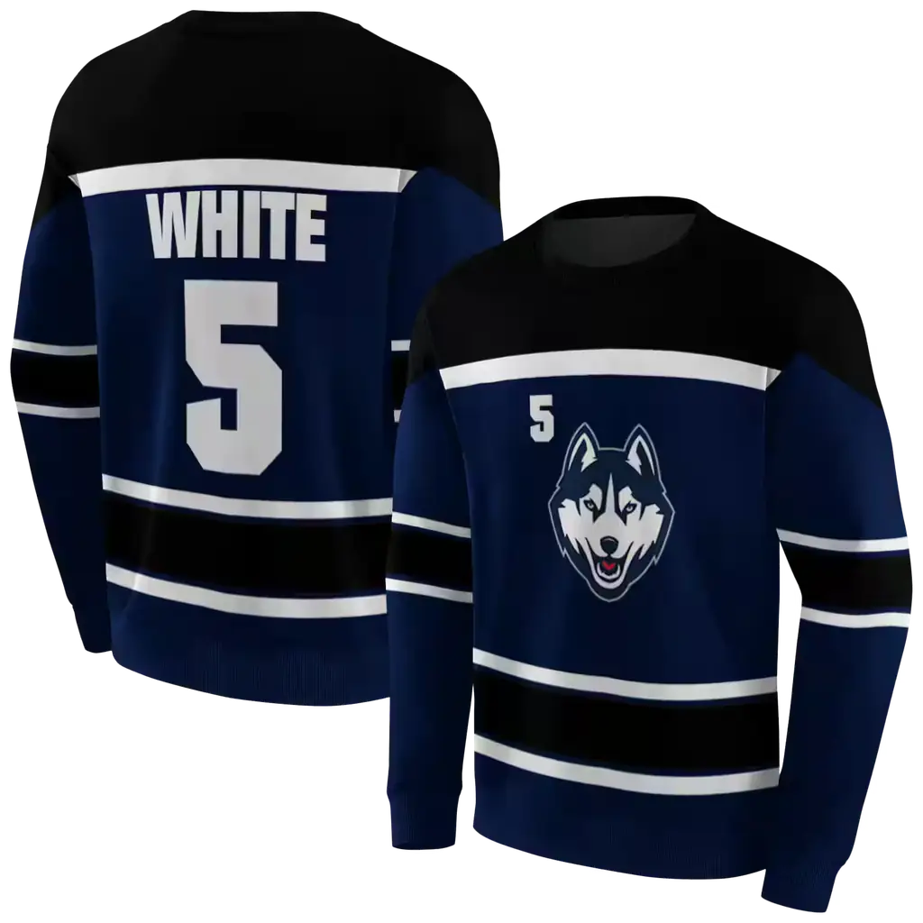 custom uconn huskies striped pattern blue hoodie premium grade custom uconn huskies striped pattern blue hoodie premium grade