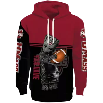 custom umass minutemen baby groot red black hoodie best selling