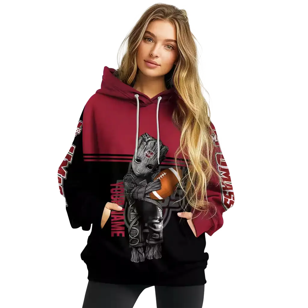 custom umass minutemen baby groot red black hoodie high quality custom umass minutemen baby groot red black hoodie high quality