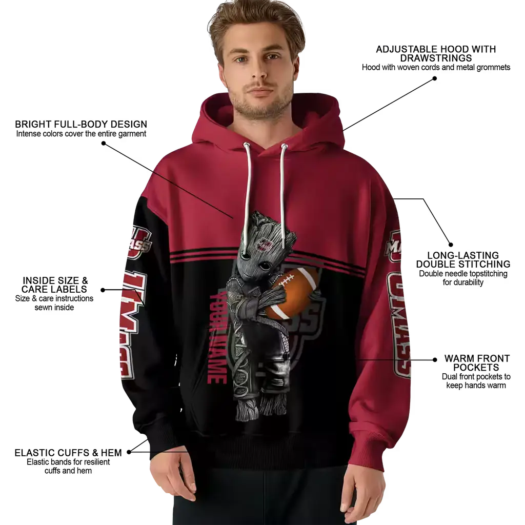 custom umass minutemen baby groot red black hoodie latest model custom umass minutemen baby groot red black hoodie latest model