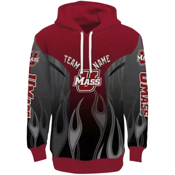 custom umass minutemen flame design red hoodie best selling