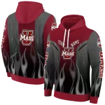 custom umass minutemen flame design red hoodie best selling