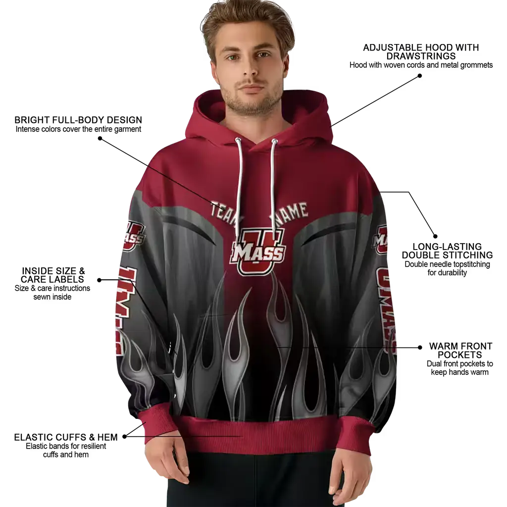 custom umass minutemen flame design red hoodie latest model custom umass minutemen flame design red hoodie latest model