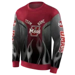 custom umass minutemen flame design red hoodie best selling