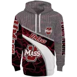 custom umass minutemen hexagonal mesh red black gray hoodie best selling