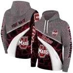 custom umass minutemen hexagonal mesh red black gray hoodie best selling