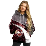 custom umass minutemen hexagonal mesh red black gray hoodie best selling