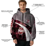 custom umass minutemen hexagonal mesh red black gray hoodie best selling