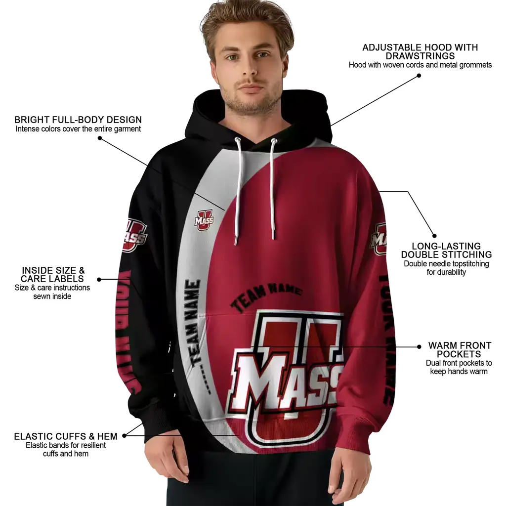 custom umass minutemen minimalist design red black hoodie latest model custom umass minutemen minimalist design red black hoodie latest model