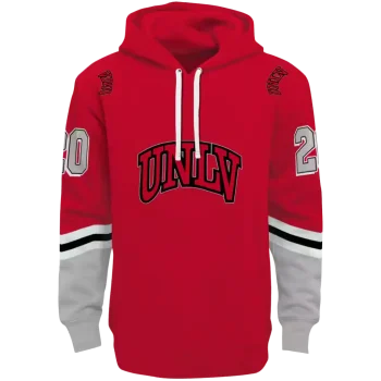 custom unlv rebels striped sleeves red hoodie best selling