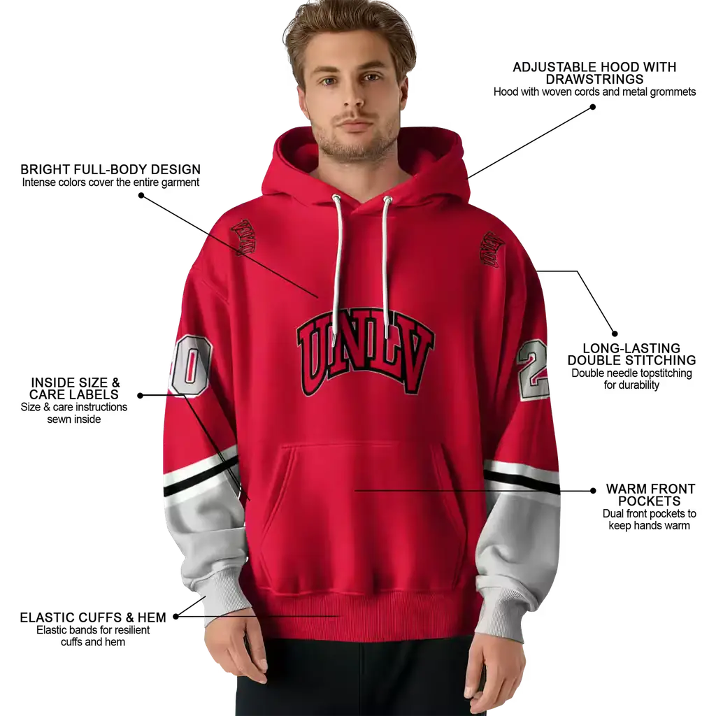 custom unlv rebels striped sleeves red hoodie latest model custom unlv rebels striped sleeves red hoodie latest model