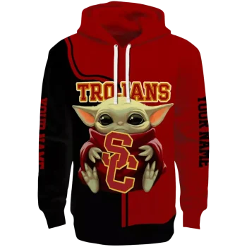 custom usc trojans baby yoda red black hoodie best selling