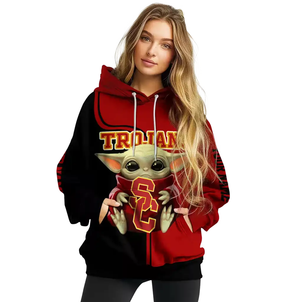 custom usc trojans baby yoda red black hoodie high quality custom usc trojans baby yoda red black hoodie high quality