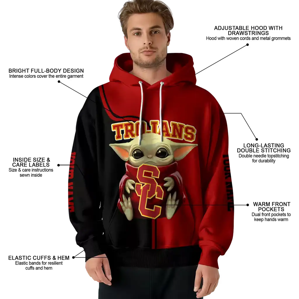 custom usc trojans baby yoda red black hoodie latest model custom usc trojans baby yoda red black hoodie latest model