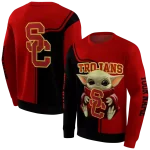 custom usc trojans baby yoda red black hoodie best selling
