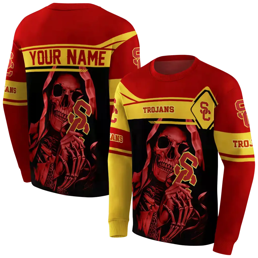 custom usc trojans grim reaper red black hoodie premium grade custom usc trojans grim reaper red black hoodie premium grade