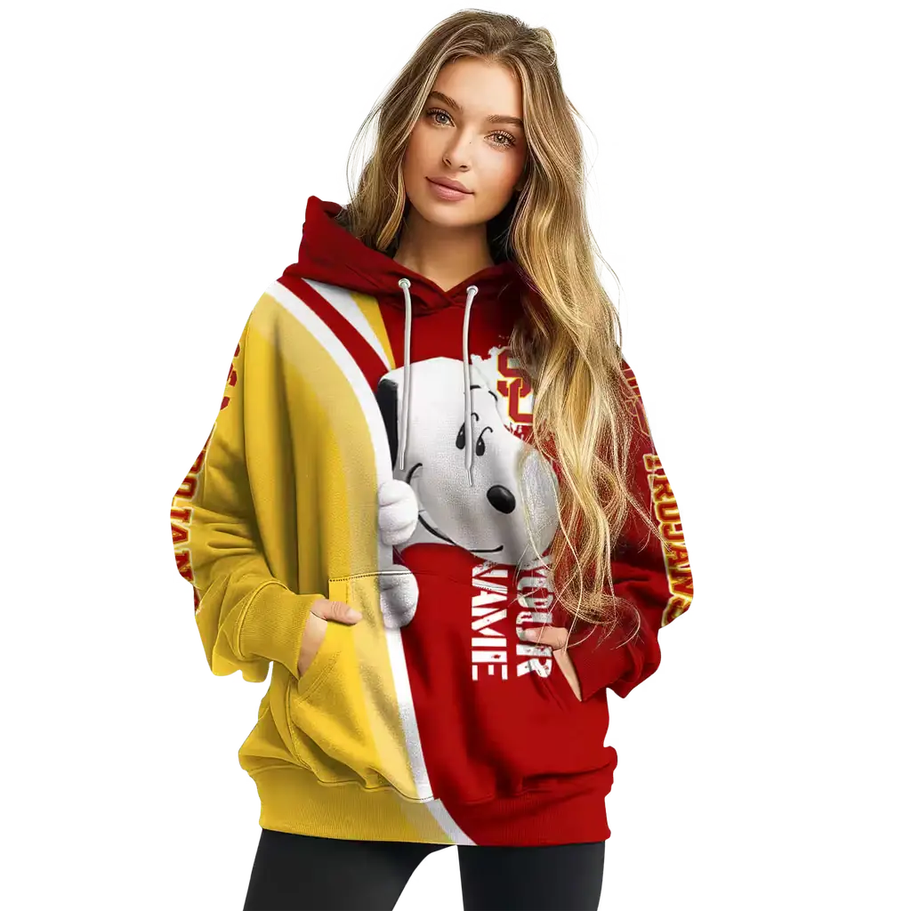 custom usc trojans peeking snoopy red hoodie high quality custom usc trojans peeking snoopy red hoodie high quality