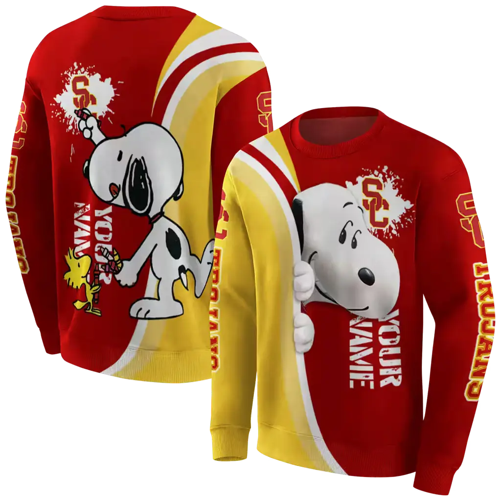 custom usc trojans peeking snoopy red hoodie premium grade custom usc trojans peeking snoopy red hoodie premium grade