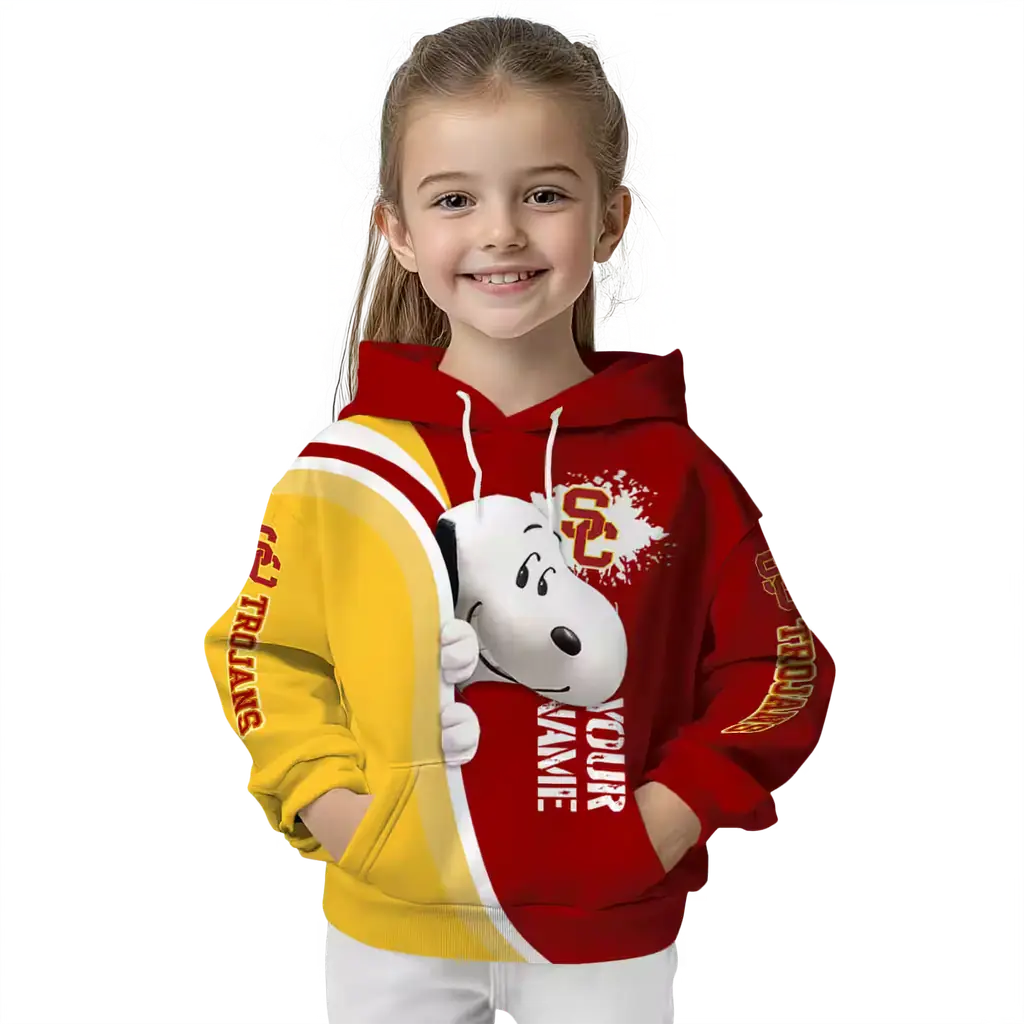 custom usc trojans peeking snoopy red hoodie top rated custom usc trojans peeking snoopy red hoodie top rated