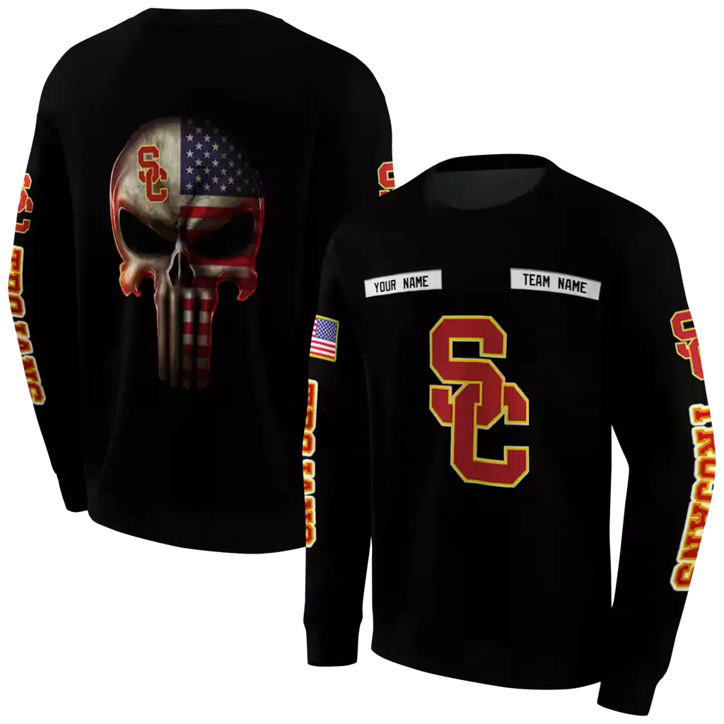 custom usc trojans punisher skull black hoodie premium grade custom usc trojans punisher skull black hoodie premium grade