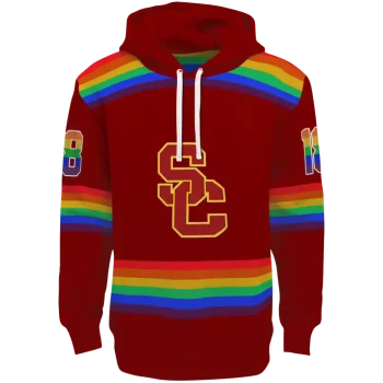 custom usc trojans rainbow stripes red hoodie best selling