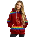 custom usc trojans rainbow stripes red hoodie best selling