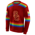 custom usc trojans rainbow stripes red hoodie best selling