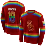 custom usc trojans rainbow stripes red hoodie best selling