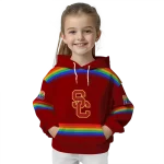 custom usc trojans rainbow stripes red hoodie best selling