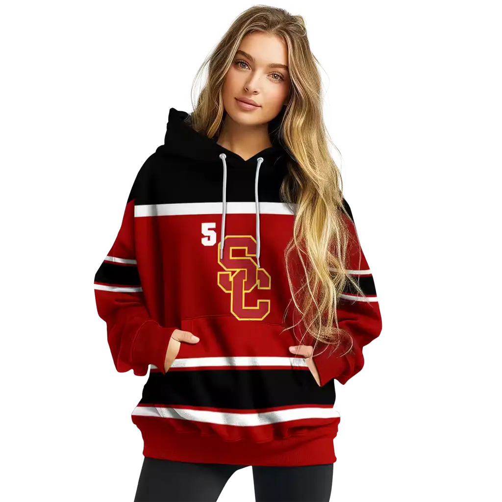 custom usc trojans striped pattern red hoodie high quality custom usc trojans striped pattern red hoodie high quality