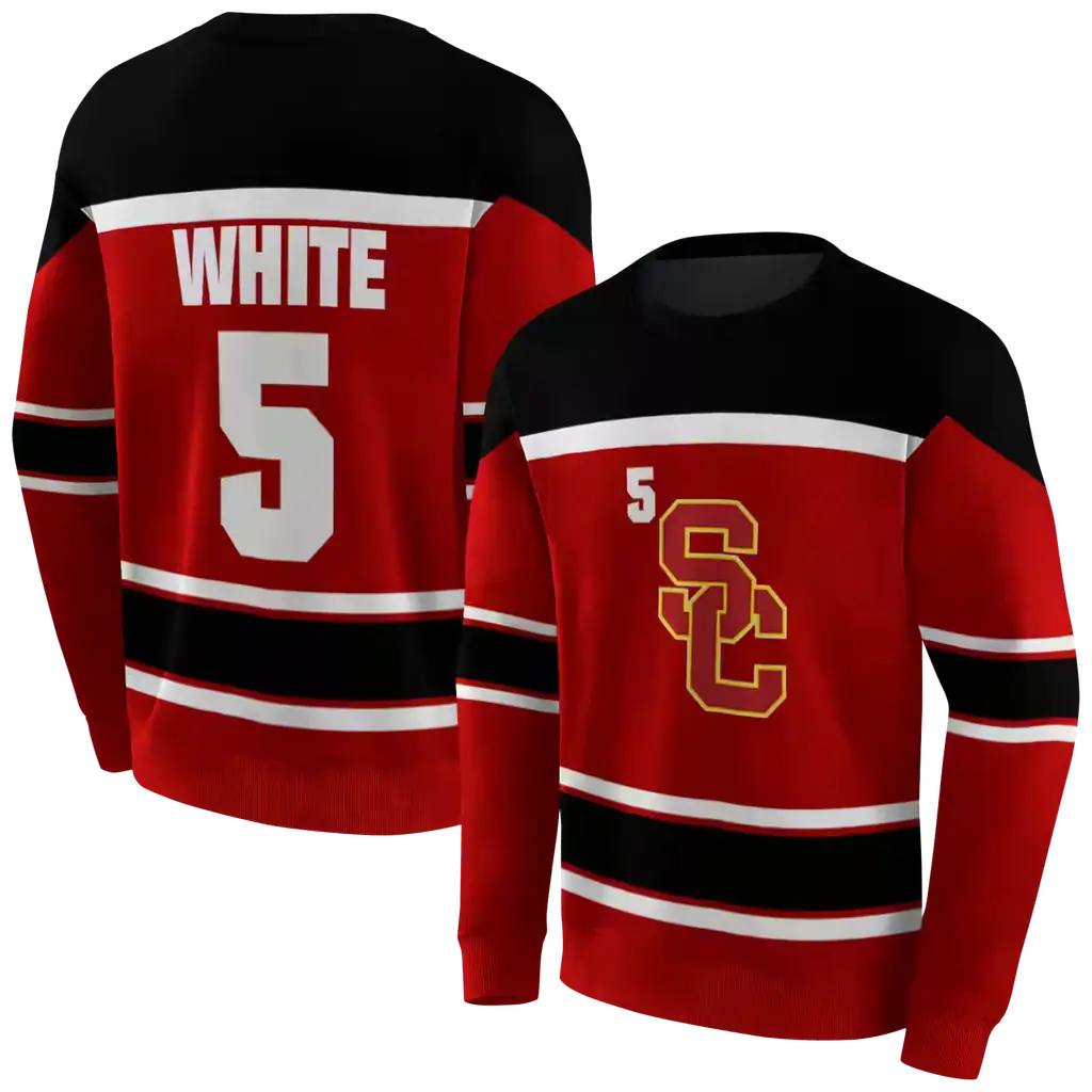 custom usc trojans striped pattern red hoodie premium grade custom usc trojans striped pattern red hoodie premium grade