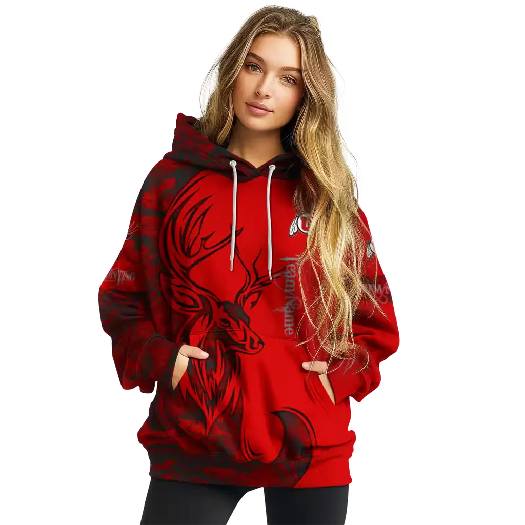 custom utah utes deer silhouette red hoodie high quality custom utah utes deer silhouette red hoodie high quality