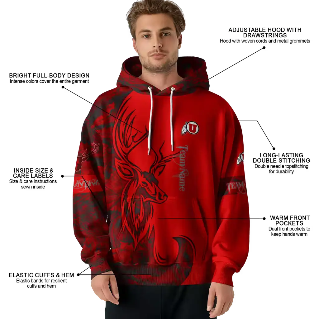 custom utah utes deer silhouette red hoodie latest model custom utah utes deer silhouette red hoodie latest model