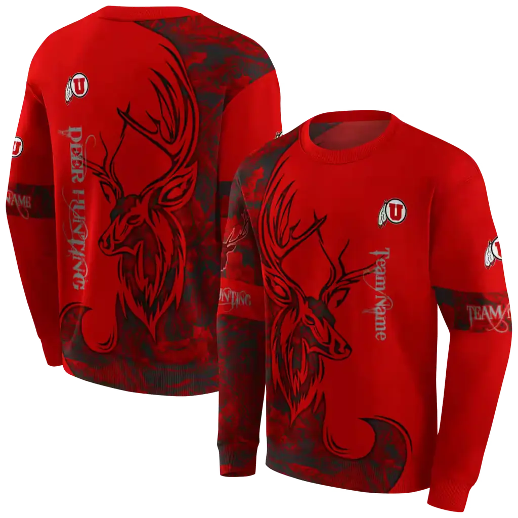 custom utah utes deer silhouette red hoodie premium grade custom utah utes deer silhouette red hoodie premium grade