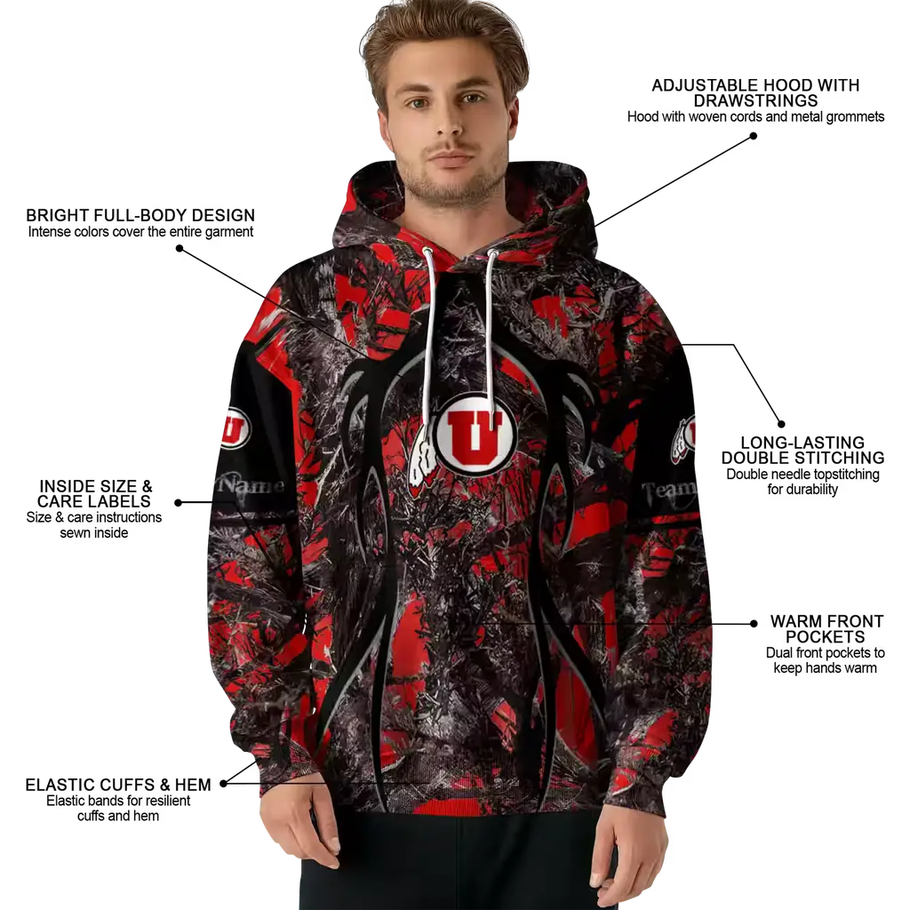 custom utah utes hunting theme red black hoodie latest model custom utah utes hunting theme red black hoodie latest model