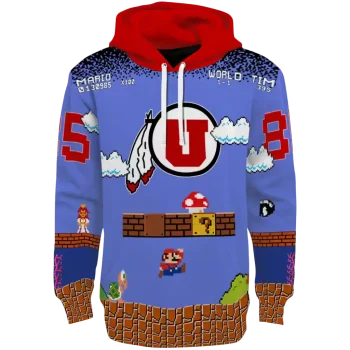 custom utah utes mario blue black hoodie best selling