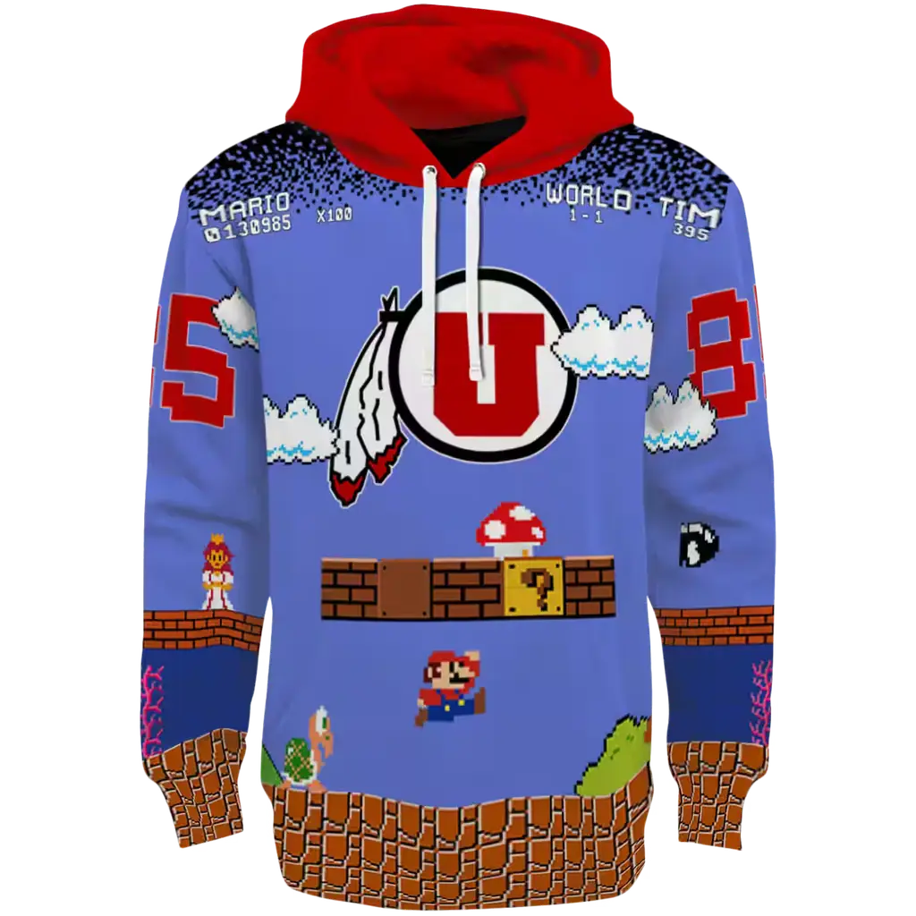 custom utah utes mario blue black hoodie best selling custom utah utes mario blue black hoodie best selling