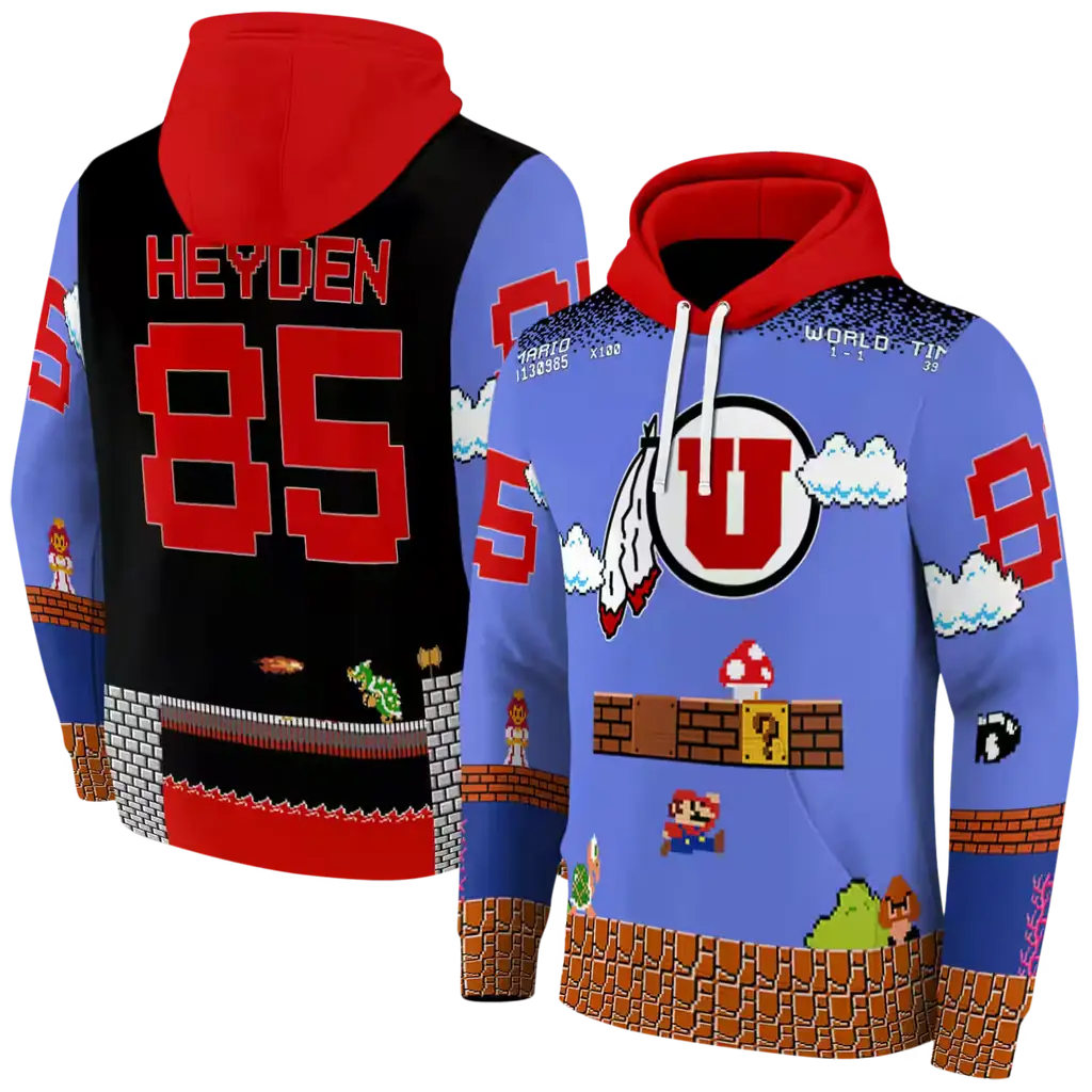 custom utah utes mario blue black hoodie fashion forward custom utah utes mario blue black hoodie fashion forward