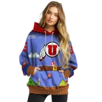 custom utah utes mario blue black hoodie best selling