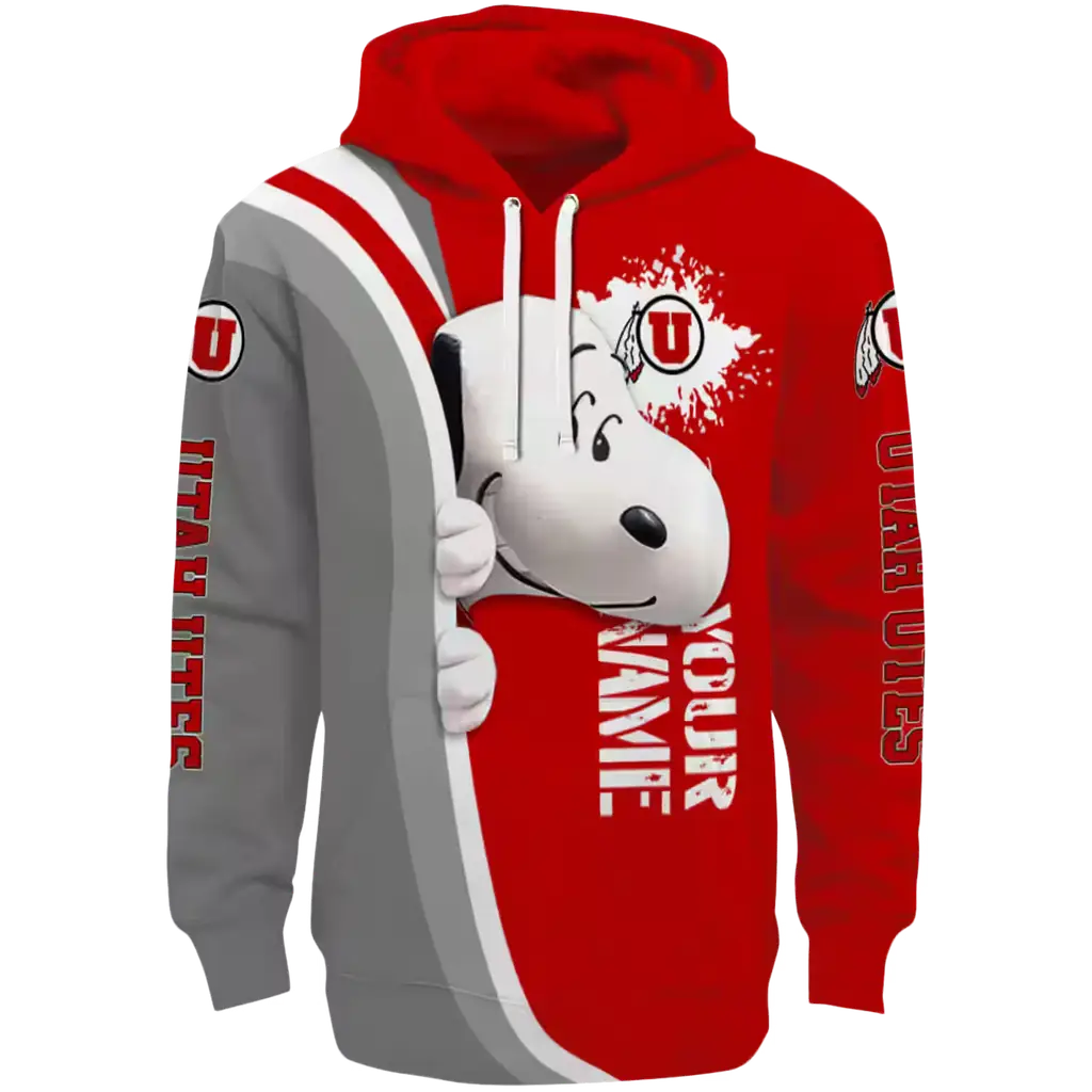 custom utah utes peeking snoopy red hoodie best selling custom utah utes peeking snoopy red hoodie best selling