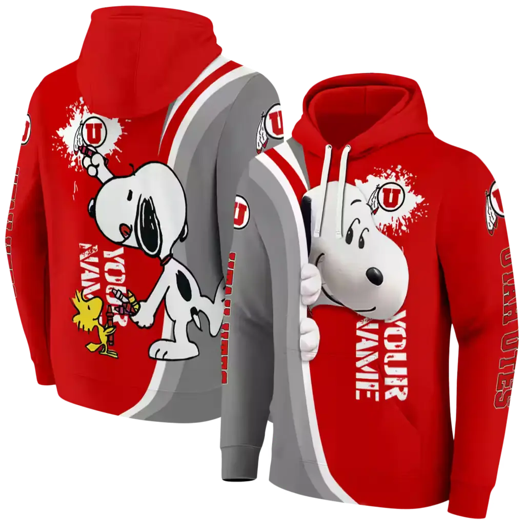custom utah utes peeking snoopy red hoodie fashion forward custom utah utes peeking snoopy red hoodie fashion forward