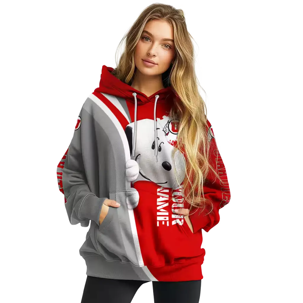 custom utah utes peeking snoopy red hoodie high quality custom utah utes peeking snoopy red hoodie high quality